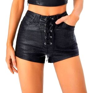 Black Lace-Up Women's Shorts